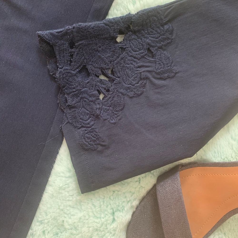 INC Navy Blue Capris Pants with Scallop bottom - Picture 5 of 5